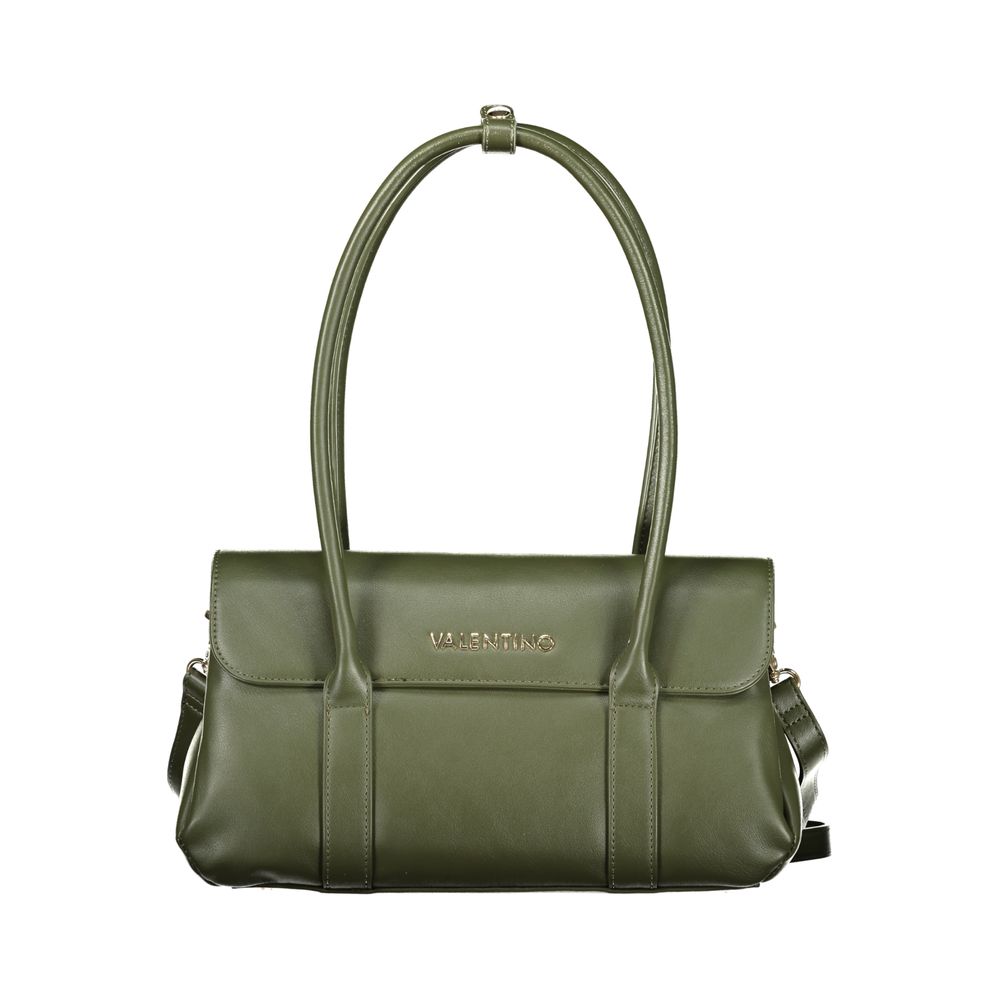 Handbag by Mario Valentino for women in polyurethane green features a signature silhouette, showcasing a secure snap & zipper and signature built-in-compartments & internal-pockets with versatile adjustable-strap, detachable-strap & handle for a sophisticated look.