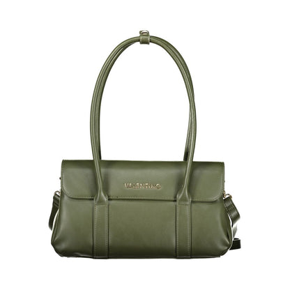 Handbag by Mario Valentino for women in polyurethane green features a signature silhouette, showcasing a secure snap & zipper and signature built-in-compartments & internal-pockets with versatile adjustable-strap, detachable-strap & handle for a sophisticated look.