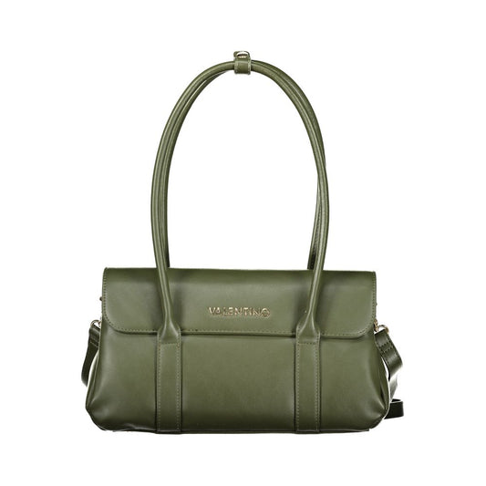 Handbag by Mario Valentino for women in polyurethane green features a signature silhouette, showcasing a secure snap & zipper and signature built-in-compartments & internal-pockets with versatile adjustable-strap, detachable-strap & handle for a sophisticated look.