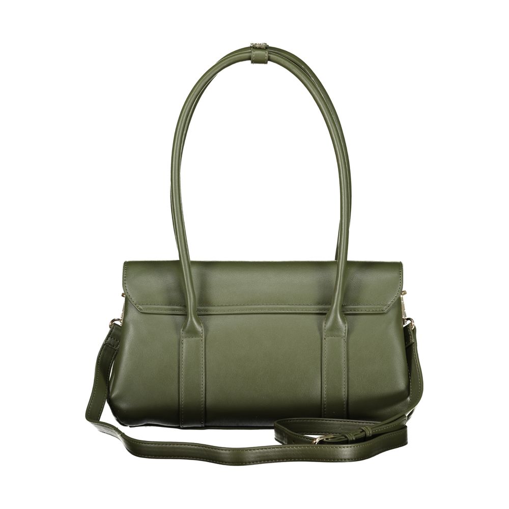Handbag by Mario Valentino for women in polyurethane green presents a ornamental silhouette, showcasing a secure snap & zipper, ample built-in-compartments & internal-pockets, and versatile adjustable-strap, detachable-strap & handle for a ornamental finish.