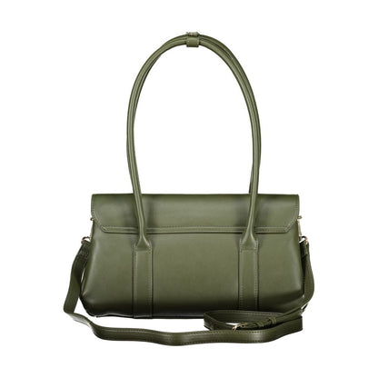 Handbag by Mario Valentino for women in polyurethane green presents a ornamental silhouette, showcasing a secure snap & zipper, ample built-in-compartments & internal-pockets, and versatile adjustable-strap, detachable-strap & handle for a ornamental finish.
