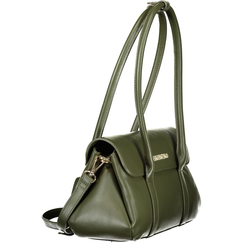 Handbag by Mario Valentino for women in polyurethane green features a ornamental silhouette, showcasing a secure snap & zipper, ample built-in-compartments & internal-pockets, and ornamental adjustable-strap, detachable-strap & handle for a sophisticated look.