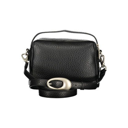 Handbag by Mario Valentino for women in polyurethane black features a exquisite silhouette, showcasing a secure zipper and exquisite built-in-compartments & internal-pockets with versatile shoulder-strap, handle & adjustable-strap for a exquisite finish.