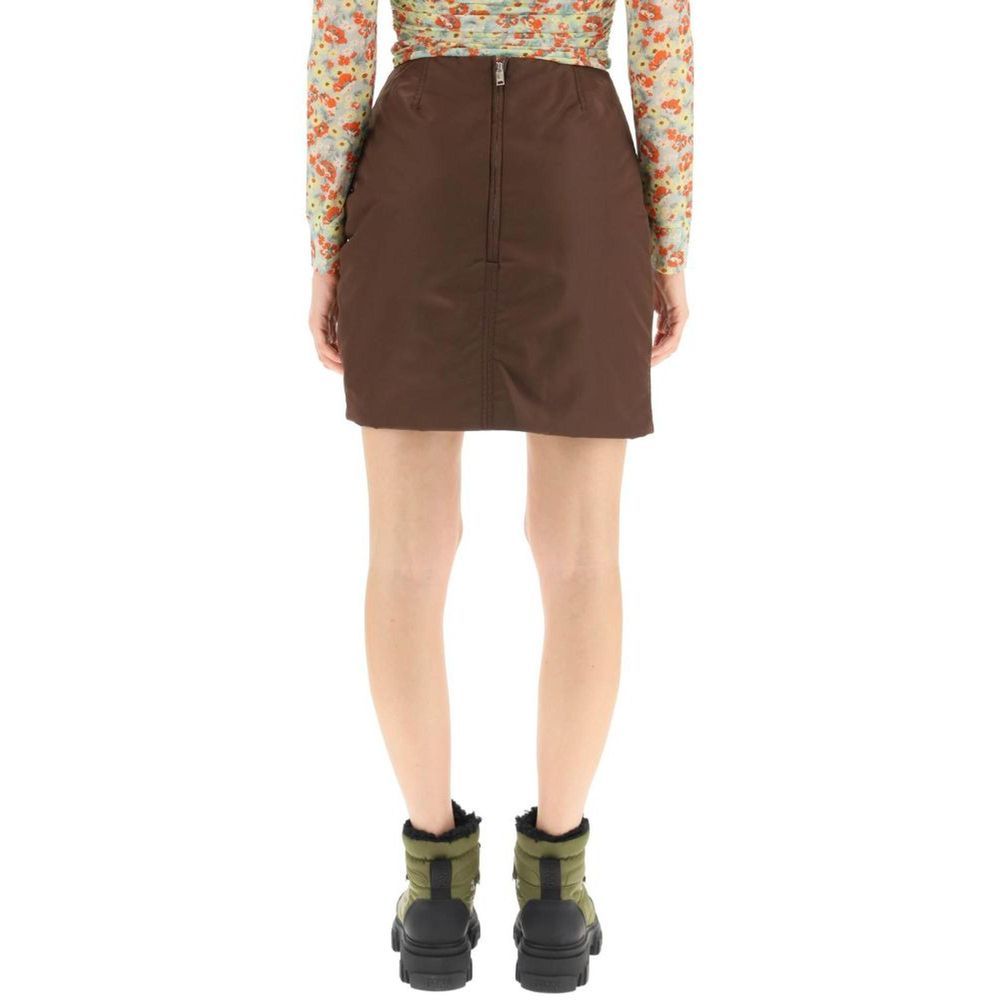 Skirt by Ganni for women in acetate & nylon brown features a captivating silhouette, showcasing the captivating Women's Acetate & Nylon Skirt design with a sophisticated mini for a captivating look.