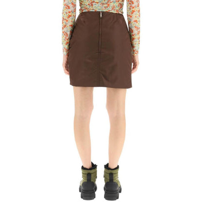 Skirt by Ganni for women in acetate & nylon brown features a captivating silhouette, showcasing the captivating Women's Acetate & Nylon Skirt design with a sophisticated mini for a captivating look.