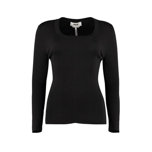 Sweatshirt by MSGM for women in wool cotton & polyamide black showcases a slouchy chic silhouette, artfully detailed with a slouchy chic and for a slouchy chic finish.