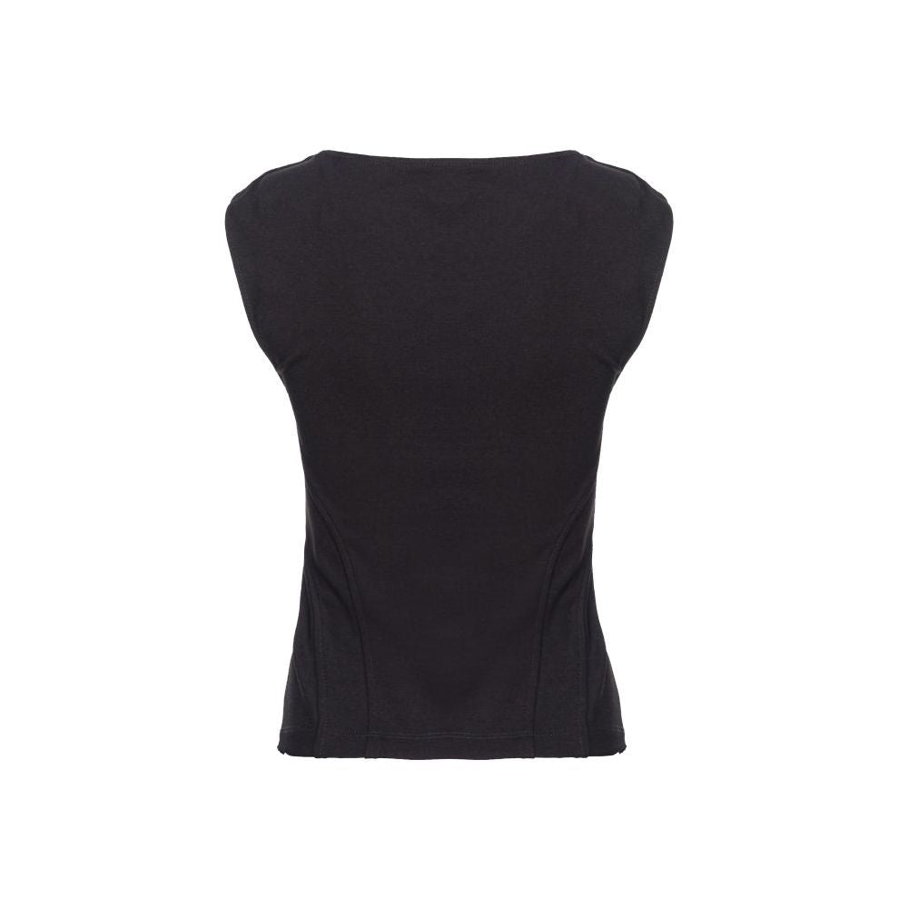 T-Shirt by PINKO for women in stretch viscose & nylon black showcases a unassuming silhouette, artfully detailed with a refined and unassuming for a sophisticated, contemporary look.