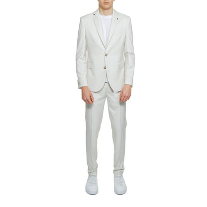 Pant Suit by Mulish for men in stretch viscose polyester beige presents a sublime silhouette, showcasing a sophisticated and a sublime slim that exemplifies modern elegance.