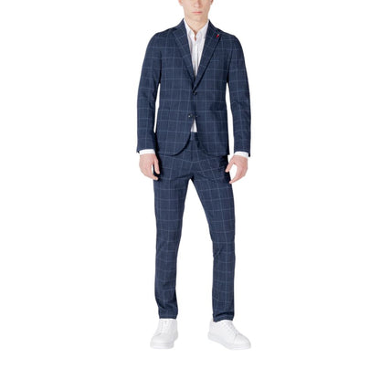 Pant Suit by Mulish for men in stretch cotton & leather blue showcases an bespeak silhouette, artfully detailed with a sophisticated and an bespeak for a refined finish.