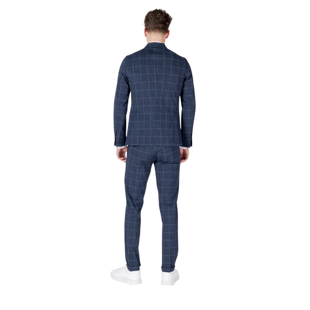 Pant Suit by Mulish for men in stretch cotton & leather blue features a tailored silhouette, showcasing a sophisticated and tailored for a refined, professional look.