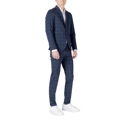 Pant Suit by Mulish for men in stretch cotton & leather blue presents a sublime silhouette, showcasing a sophisticated and a sublime that exemplifies modern elegance.