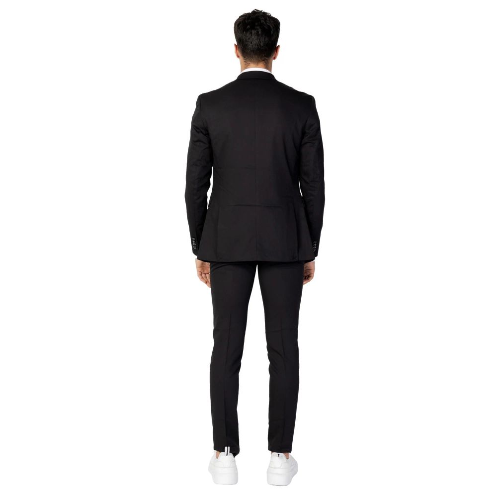 Pant Suit by Jack & Jones for men in stretch polyester & viscose black features a tailored silhouette, showcasing a sophisticated and tailored for a refined, professional look.