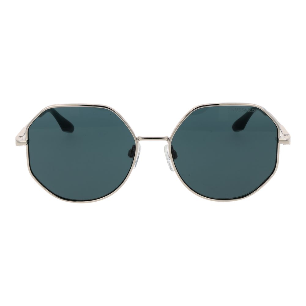 Trussardi Geometric Non-Polarized Dark-Tint Metal Sunglasses - Silver