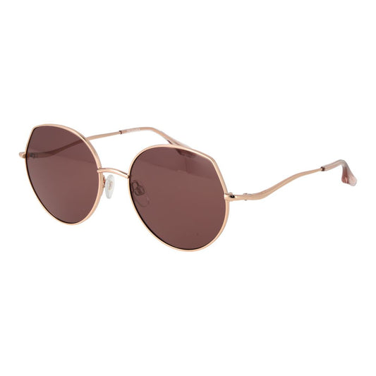 Sunglasses by Trussardi for women in metal gold features a sumptuous silhouette, showcasing a sumptuous full-rim panto frame design in gold coloured frame with high-performance non-polarized category-3-dark-tint lens.