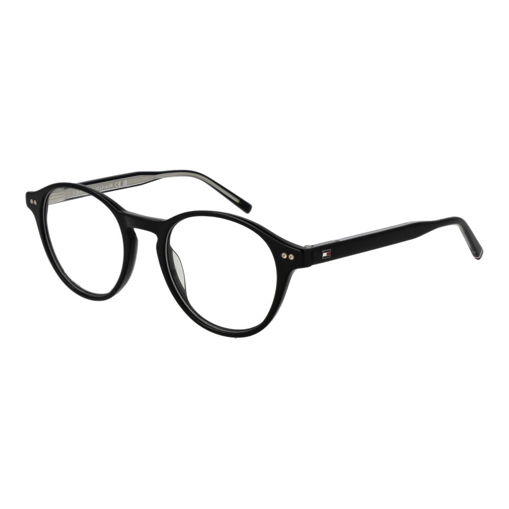 Eyeglasses Frames by Tommy Hilfiger for men in acetate and black showcases an refined full-frame frame design featuring a sophisticated black coloured frame for an refined and refined aesthetic.