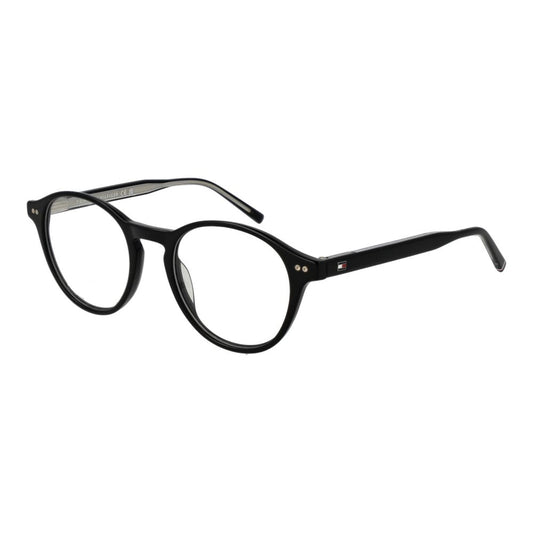 Eyeglasses Frames by Tommy Hilfiger for men in acetate and black showcases an refined full-frame frame design featuring a sophisticated black coloured frame for an refined and refined aesthetic.