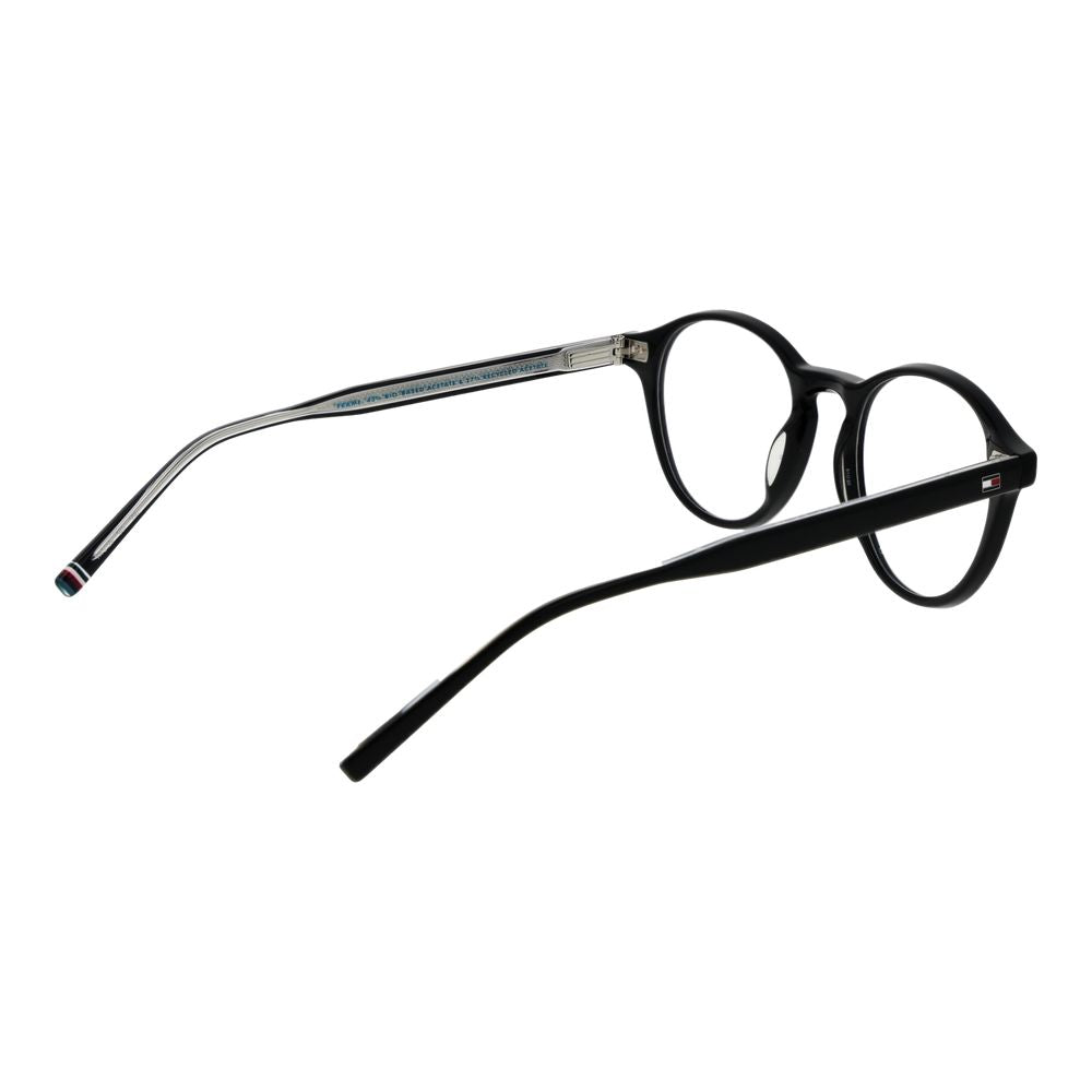 Eyeglasses Frames by Tommy Hilfiger for men in acetate black features a refined silhouette, showcasing a refined black coloured frame and full-frame frame design for a sophisticated, premium look.