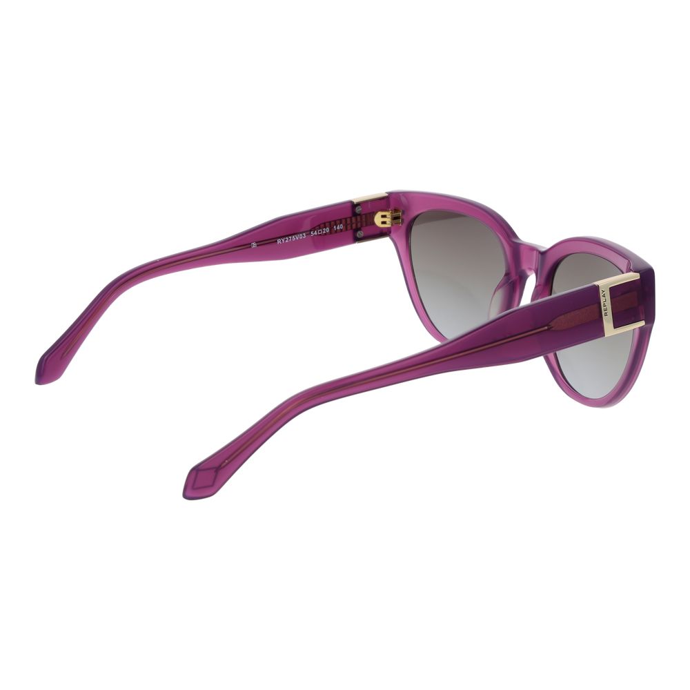 Sunglasses by Replay for women in plastic and pink presents a sumptuous silhouette, featuring rose coloured frame and full-rim cat-eye frame design with gradient category-2-medium-tint lens for a sumptuous look.