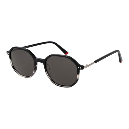 Sunglasses by Replay for unisex in plastic black features an lustrous full-rim panto frame design with black coloured frame detailing and non-polarized category-3-dark-tint lens for a lustrous aesthetic.