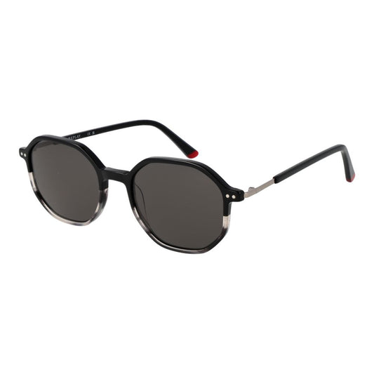 Sunglasses by Replay for unisex in plastic black features an lustrous full-rim panto frame design with black coloured frame detailing and non-polarized category-3-dark-tint lens for a lustrous aesthetic.