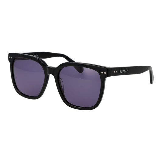 Replay Square Non-Polarized Dark-Tint Plastic Sunglasses - Black