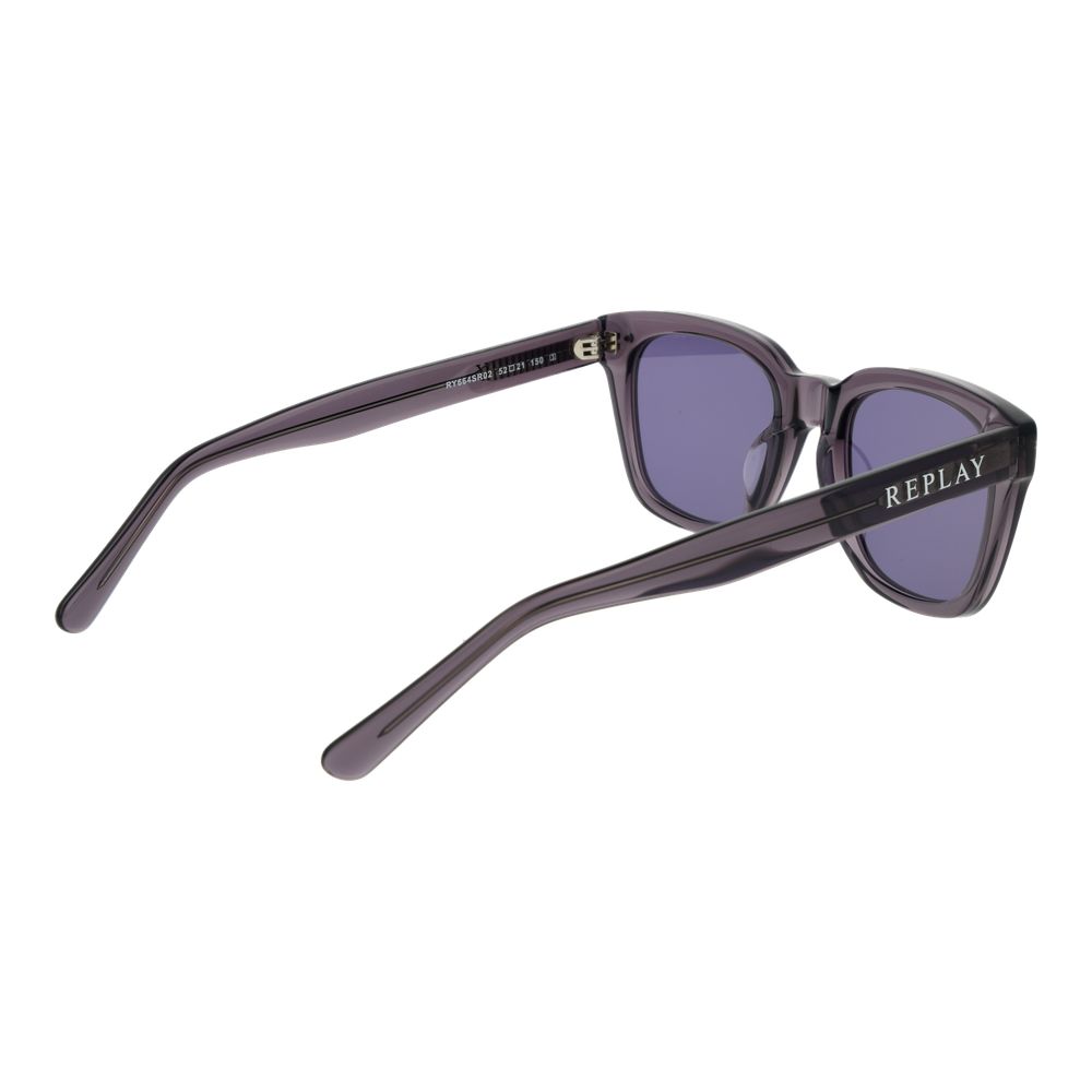 Sunglasses by Replay for unisex in plastic and gray presents a sumptuous silhouette, featuring gray coloured frame and full-rim square frame design with non-polarized category-3-dark-tint lens for a sumptuous look.