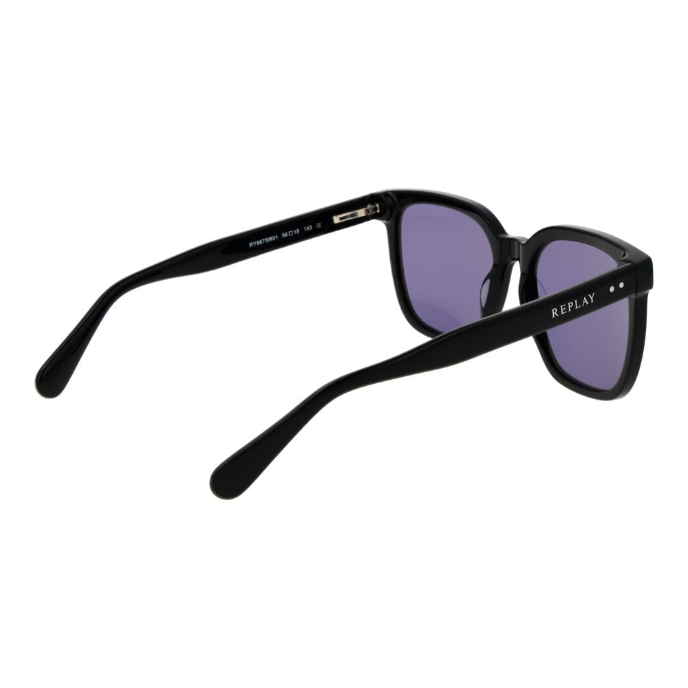 Replay Square Non-Polarized Dark-Tint Plastic Sunglasses - Black
