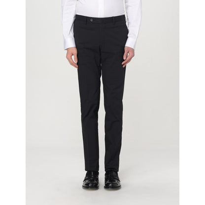 Trousers by PT Torino for men in cotton black features a artisanal silhouette, showcasing a sophisticated with a long and for a artisanal finish.