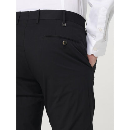Trousers by PT Torino for men in cotton black features a sculptural silhouette, showcasing a sculptural and long with a sophisticated for a sculptural finish.