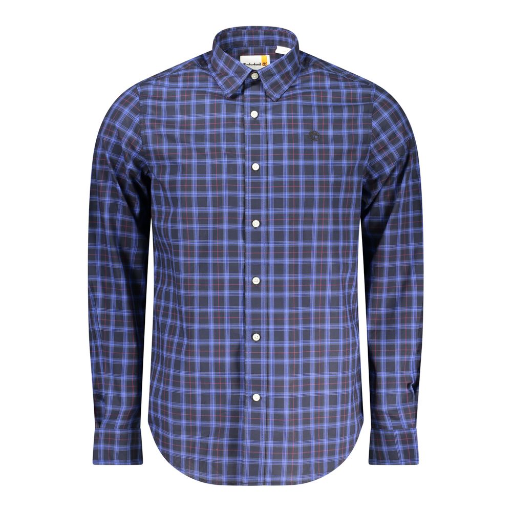 Timberland Men's Regular-Fit Long-Sleeve Cotton Shirt - Blue Patterned