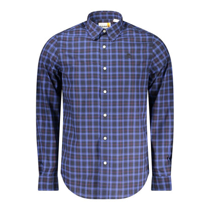 Timberland Men's Regular-Fit Long-Sleeve Cotton Shirt - Blue Patterned