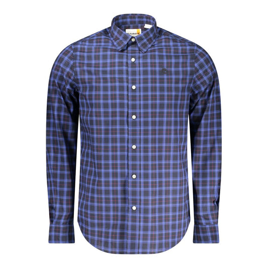Timberland Men's Regular-Fit Long-Sleeve Cotton Shirt - Blue Patterned