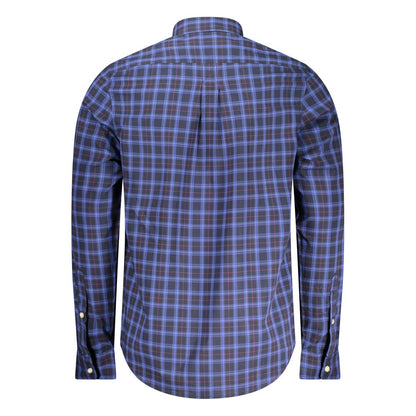 Timberland Men's Regular-Fit Long-Sleeve Cotton Shirt - Blue Patterned