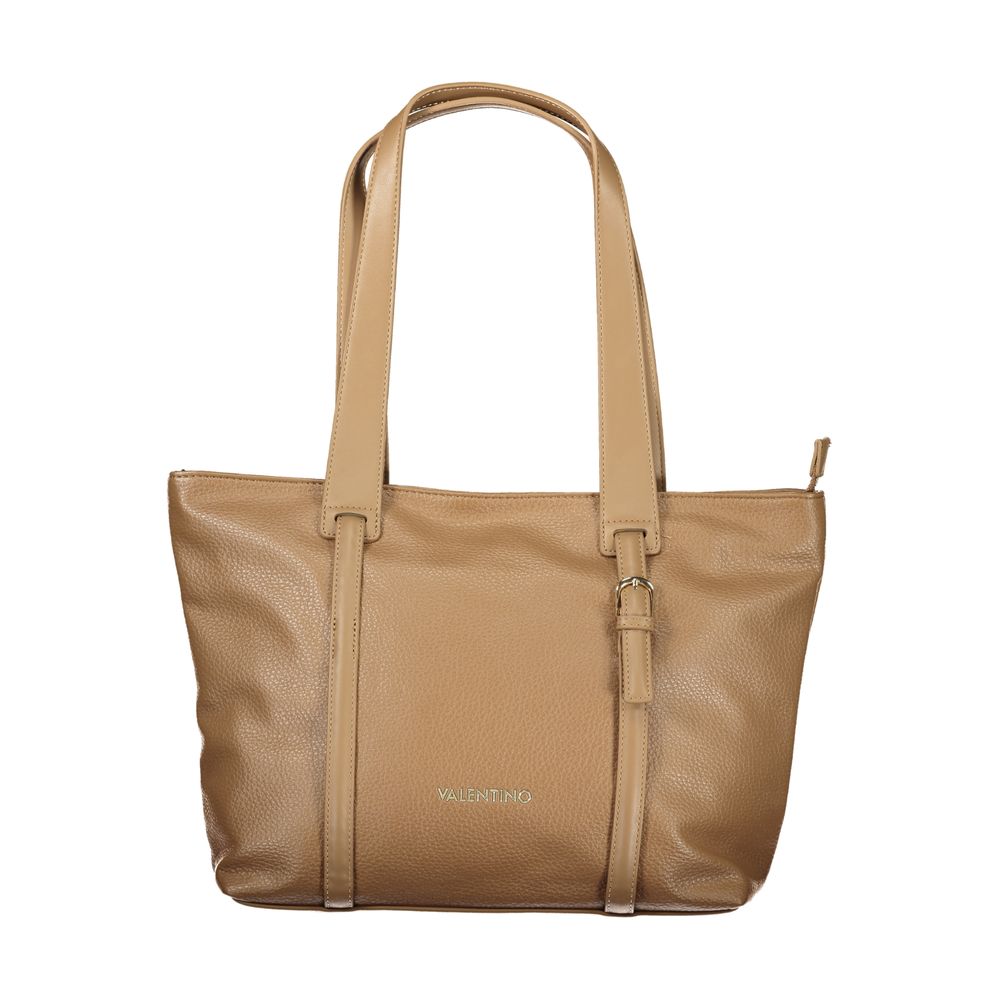 Shoulder Handbag by Mario Valentino for women in polyurethane brown presents a ornamental silhouette, showcasing a secure zipper, ample internal-pockets, and versatile shoulder-strap & handle for a ornamental finish.