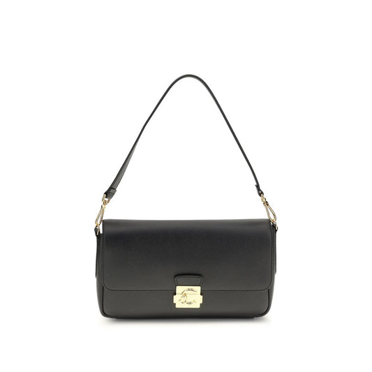Medium 2-in-1 Shoulder & Crossbody Bag by Coccinelle for women in bos taurus calf grained leather black & gold showcases a enviable silhouette, artfully detailed with a secure , organized , and versatile crossbody-strap, shoulder-strap, adjustable-strap & handle for a enviable look.