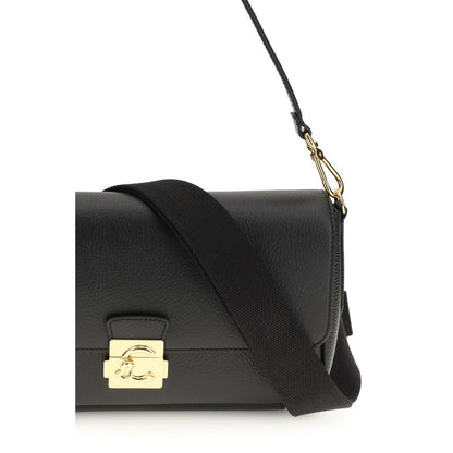Coccinelle C Me Bos Taurus Calf Grained Leather Medium Shoulder Bag - Black Gold