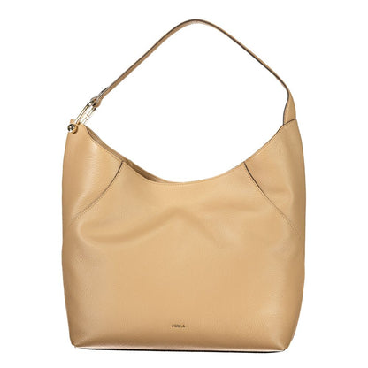 This Evening Shoulder Handbag by Furla for women in leather and brown presents a sculptural silhouette featuring a secure magnetic, ample , and versatile shoulder-strap for a sculptural finish.