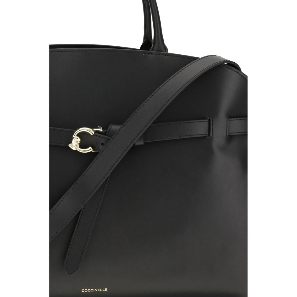 Large Handbag by Coccinelle for women in bos taurus calf leather black & gold features a exquisite silhouette, showcasing a secure magnetic & buckle and exquisite with versatile shoulder-strap, adjustable-strap & belt-strap for a exquisite finish.