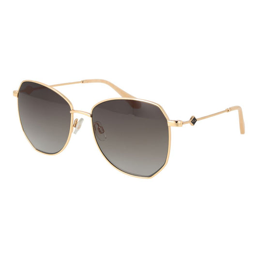 Sunglasses by Replay for women in metal gold features a sumptuous silhouette, showcasing a sumptuous butterfly full-rim frame design in gold coloured frame with high-performance gradient category-2-medium-tint lens.