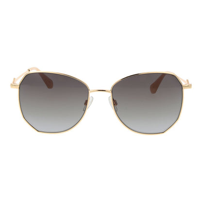 Sunglasses by Replay for women in metal gold features an ethereal butterfly full-rim frame design with gold coloured frame frames and gradient category-2-medium-tint lens for a ethereal finish.