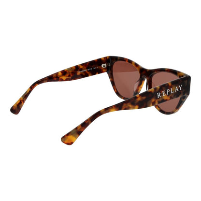 Sunglasses by Replay for women in plastic multicolor showcases a ethereal silhouette, featuring green coloured frame full-rim cat-eye frame design with non-polarized category-3-dark-tint lens for a ethereal finish.