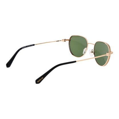 Sunglasses by Replay for men in metal gold features a sumptuous silhouette, showcasing a sumptuous full-rim panto frame design in gold coloured frame with high-performance non-polarized category-3-dark-tint lens.