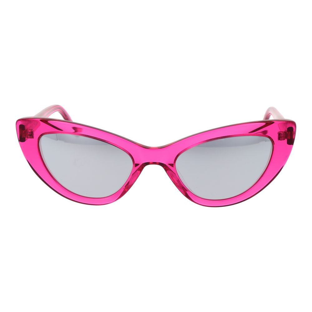 Sunglasses by Replay for women in plastic pink showcases a ethereal silhouette, featuring rose coloured frame full-rim cat-eye frame design with mirrored category-3-dark-tint lens for a ethereal finish.