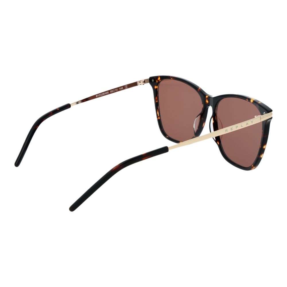 This Sunglasses by Replay for women in multicolor presents a sumptuous silhouette, showcasing a sumptuous full-rim square frame design in green coloured frame and high-performance non-polarized category-3-dark-tint lens.