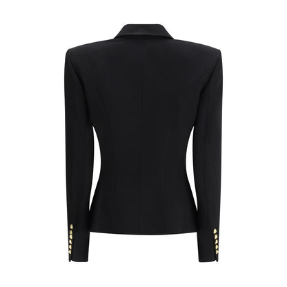 Jacket by Balmain for women in wool black showcases a enveloping silhouette, artfully detailed with a enveloping and premium pockets for a truly enveloping finish.