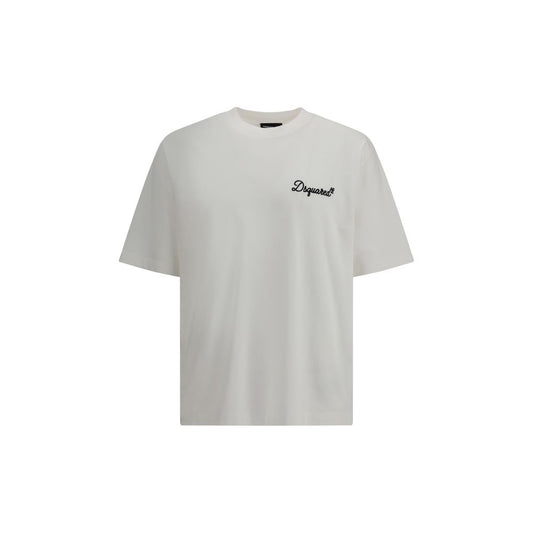 Activewear T-Shirt by Dsquared² for men in cotton white & signature features an ergonomic design with , highlighting a ergonomic length and ergonomic for a high-performance look.