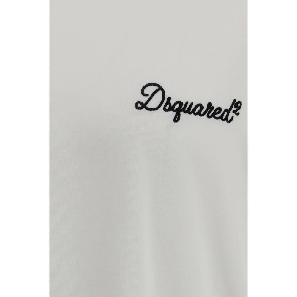 Activewear T-Shirt by Dsquared² for men in cotton white & signature presents a kinetic silhouette, showcasing the kinetic and alongside functional for a premium, athletic look.