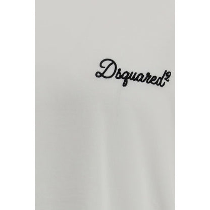 Activewear T-Shirt by Dsquared² for men in cotton white & signature presents a kinetic silhouette, showcasing the kinetic and alongside functional for a premium, athletic look.