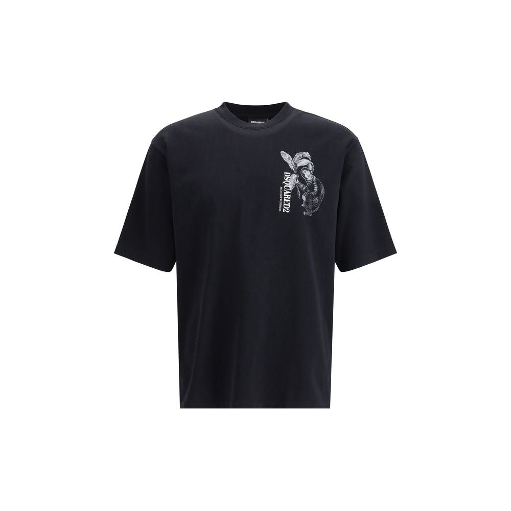 T-Shirt by Dsquared² for men in cotton black & print features an edgy silhouette, meticulously detailed with a sophisticated and for a truly edgy finish.