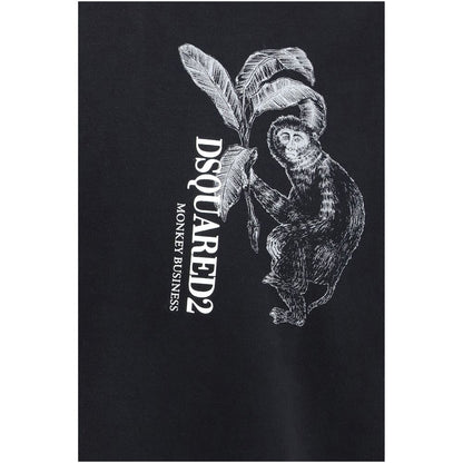 T-Shirt by Dsquared² for men in cotton black & print showcases a fashionable silhouette, elegantly detailed with a fashionable and for a sophisticated, high-fashion look.